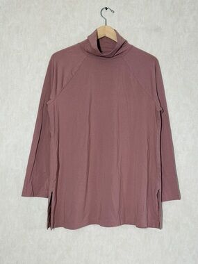J. Jill Women’s Supima Cotton Modal Turtle Neck Longsleeve Shirt in Pink L